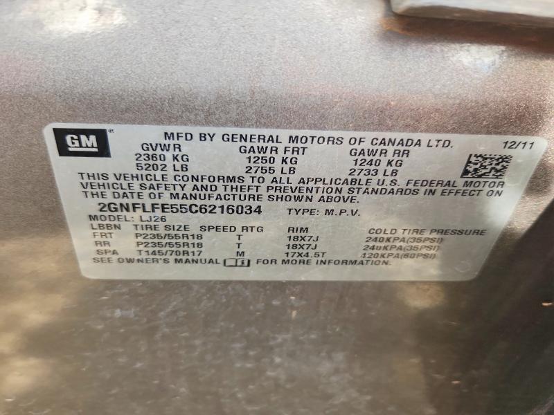 2012 Chevrolet Equinox მანქანა იყიდება აუქციონზე, vin: 2GNFLFE55C6216034, აუქციონის ნომერი: 61388746