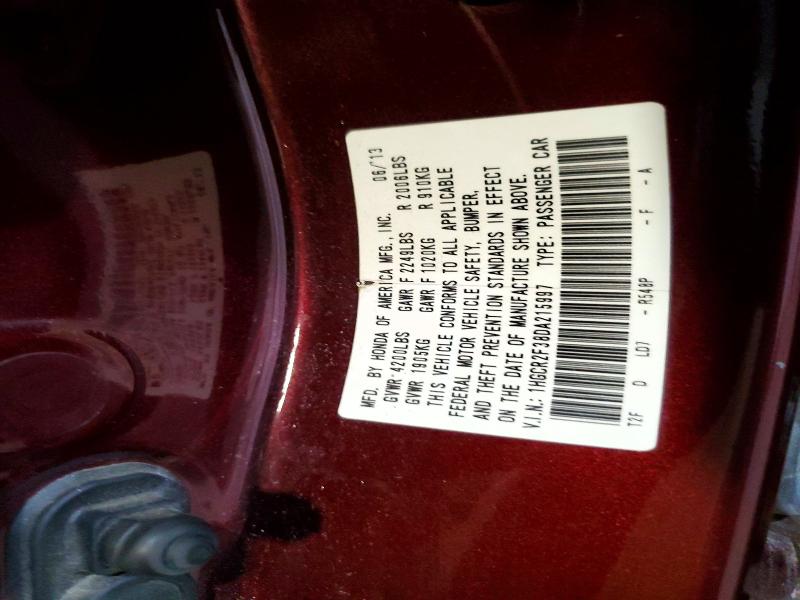 2013 Honda Accord მანქანა იყიდება აუქციონზე, vin: 1HGCR2F38DA215997, აუქციონის ნომერი: 51924376