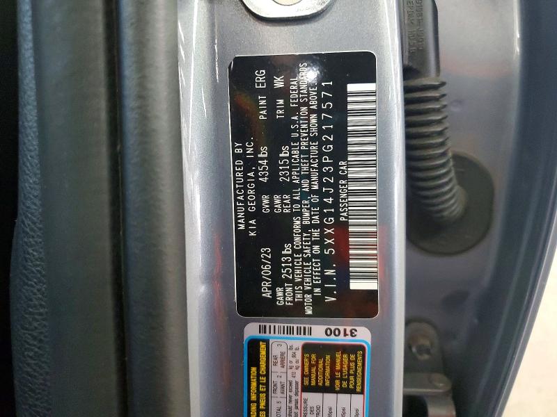 Aukcja sprzedaży 2023 Kia K5, vin: 5XXG14J23PG217571, numer aukcji: 59596436
