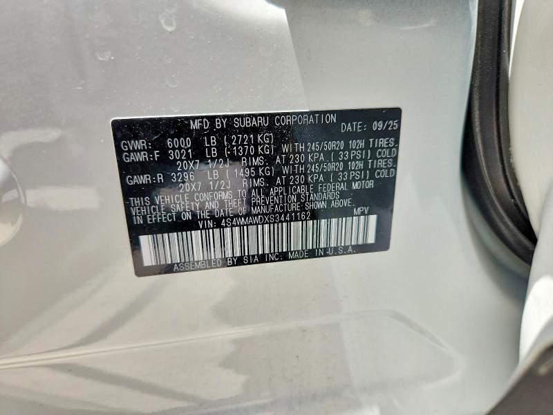 60462466 :رقم المزاد ، 4S4WMAWDXS3441162 vin ، 2025 Subaru Ascent مزاد بيع
