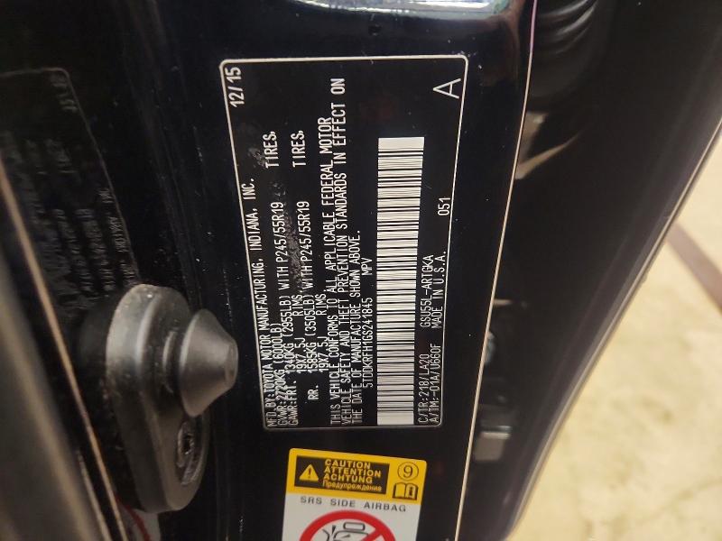 Aukcja sprzedaży 2016 Toyota Highlander, vin: 5TDDKRFH1GS241845, numer aukcji: 63198256