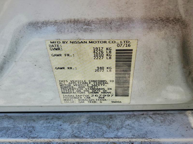 63586526 :رقم المزاد ، 1N4AL3AP7GC267997 vin ، 2016 Nissan Altima مزاد بيع