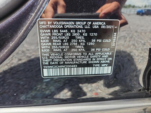 Продажа на аукционе авто 2022 Volkswagen Atlas Cross Sport, vin: 1V2WC2CA6NC200483, номер лота: 60897366
