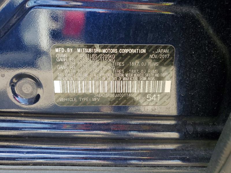 2018 Mitsubishi Outlander მანქანა იყიდება აუქციონზე, vin: JA4AZ3A36JJ001146, აუქციონის ნომერი: 62099566