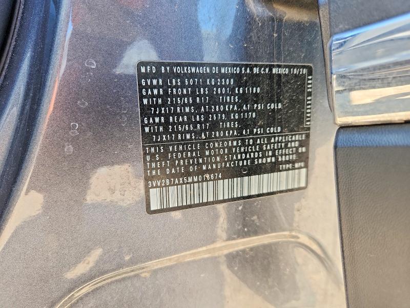 Aukcja sprzedaży 2021 Volkswagen Tiguan, vin: 3VV2B7AX5MM016674, numer aukcji: 63246006