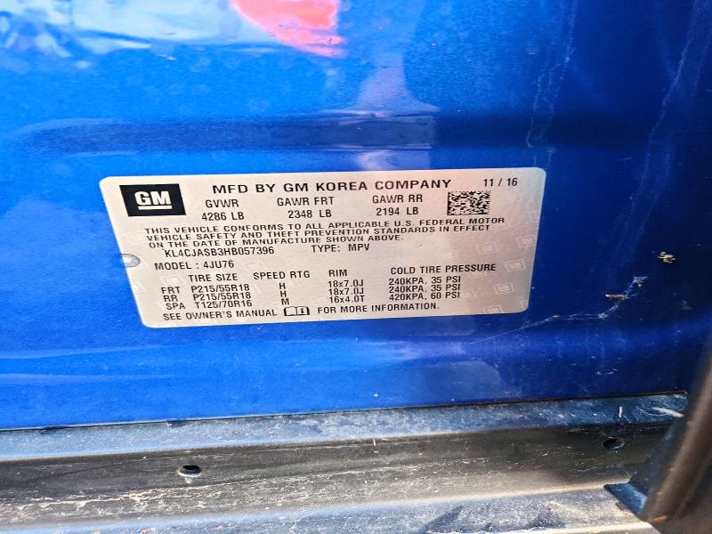 Aukcja sprzedaży 2017 Buick Encore, vin: KL4CJASB3HB057396, numer aukcji: 61860716