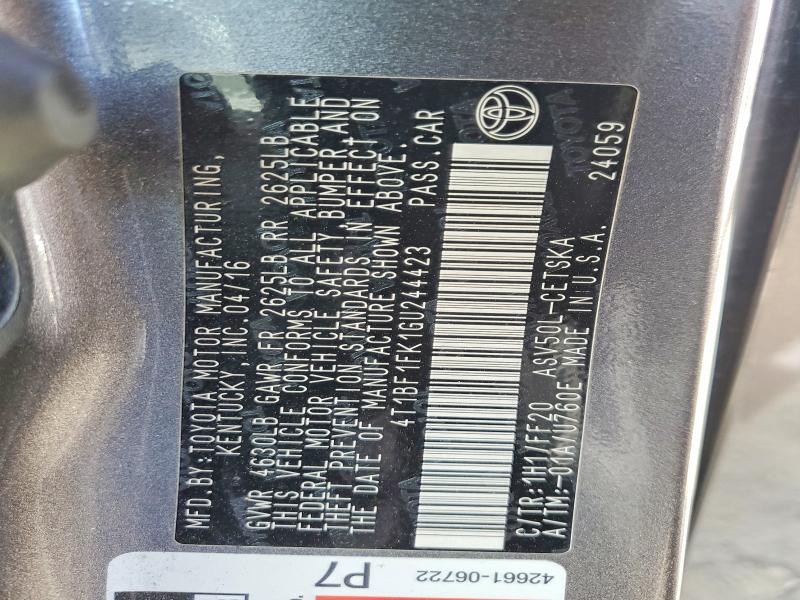 2016 Toyota Camry მანქანა იყიდება აუქციონზე, vin: 4T1BF1FK1GU244423, აუქციონის ნომერი: 61177636