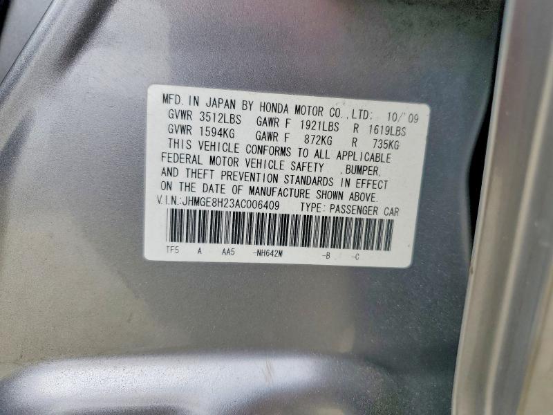 Продажа на аукционе авто 2010 Honda Fit, vin: JHMGE8H23AC006409, номер лота: 61945386