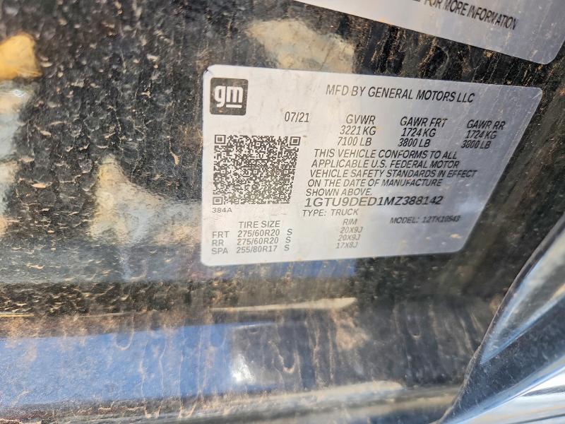 Aukcja sprzedaży 2021 Gmc Sierra, vin: 1GTU9DED1MZ388142, numer aukcji: 59946056