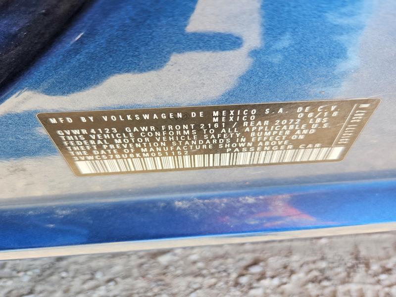63527566 :رقم المزاد ، 3VWC57BU6KM051152 vin ، 2019 Volkswagen Jetta مزاد بيع