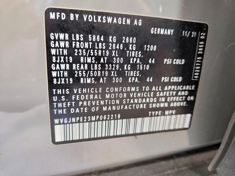 Aukcja sprzedaży 2021 Volkswagen Id.4, vin: WVGJNPE23MP062218, numer aukcji: 60454886