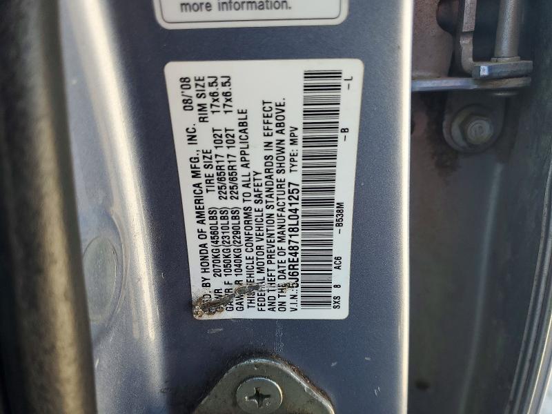 61250976 :رقم المزاد ، 5J6RE48718L041257 vin ، 2008 Honda Cr-v مزاد بيع