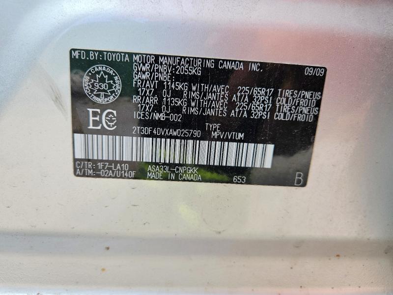 Продаж на аукціоні авто 2010 Toyota Rav4, vin: 2T3DF4DVXAW025790, номер лоту: 59348476
