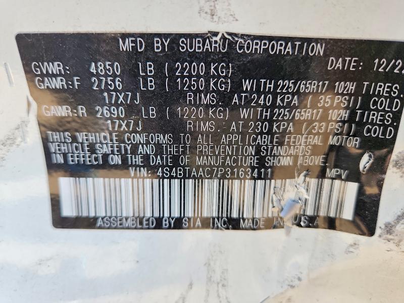 Aukcja sprzedaży 2023 Subaru Outback, vin: 4S4BTAAC7P3163411, numer aukcji: 60119716