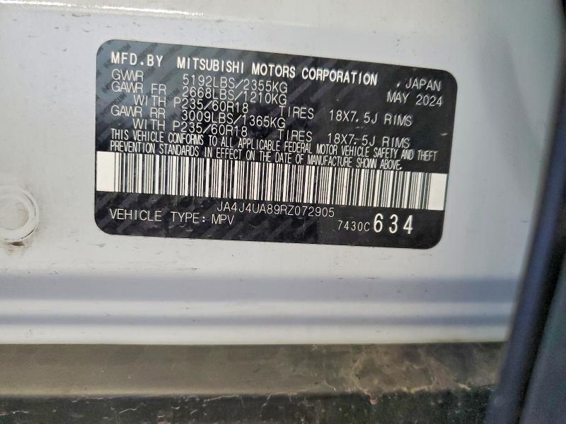 Aukcja sprzedaży 2024 Mitsubishi Outlander, vin: JA4J4UA89RZ072905, numer aukcji: 60919716