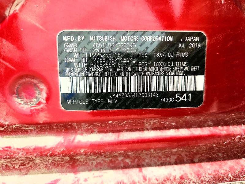 Продаж на аукціоні авто 2020 Mitsubishi Outlander, vin: JA4AZ3A34LZ003143, номер лоту: 62202236