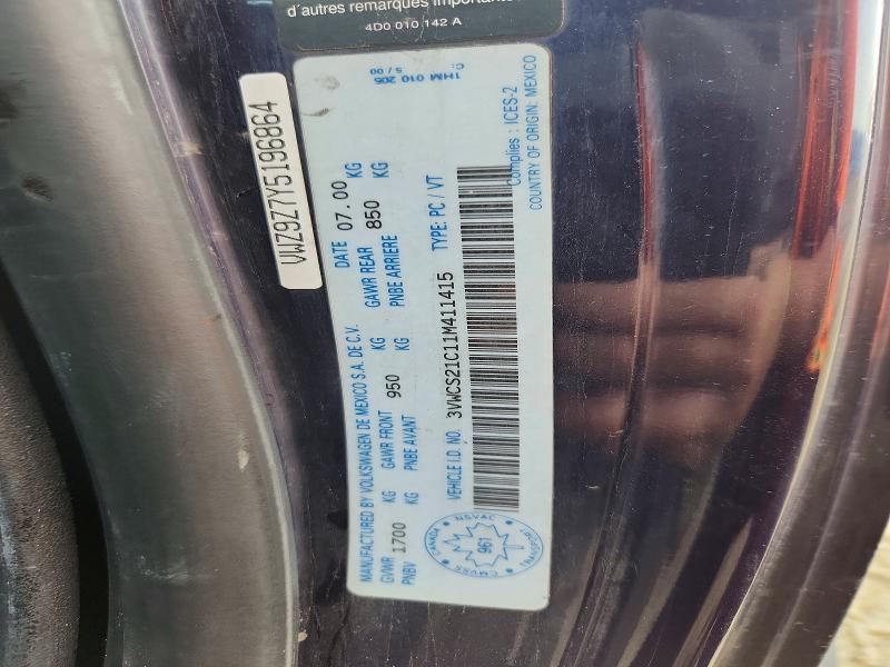 Aukcja sprzedaży 2001 Volkswagen New Beetle, vin: 3VWCS21C11M411415, numer aukcji: 61966456