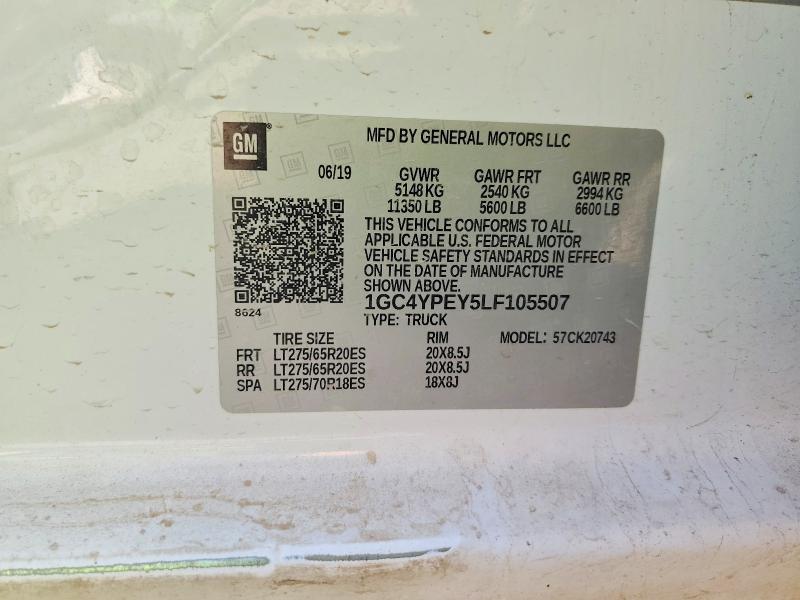 Продажа на аукционе авто 2020 Chevrolet Silverado, vin: 1GC4YPEY5LF105507, номер лота: 62241636