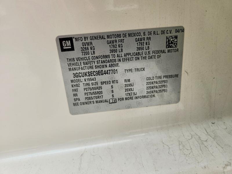 Aukcja sprzedaży 2014 Chevrolet Silverado, vin: 3GCUKSEC9EG447701, numer aukcji: 61557136