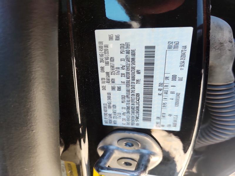 59710576 :رقم المزاد ، 1FMCU9G69LUC42309 vin ، 2020 Ford Escape مزاد بيع
