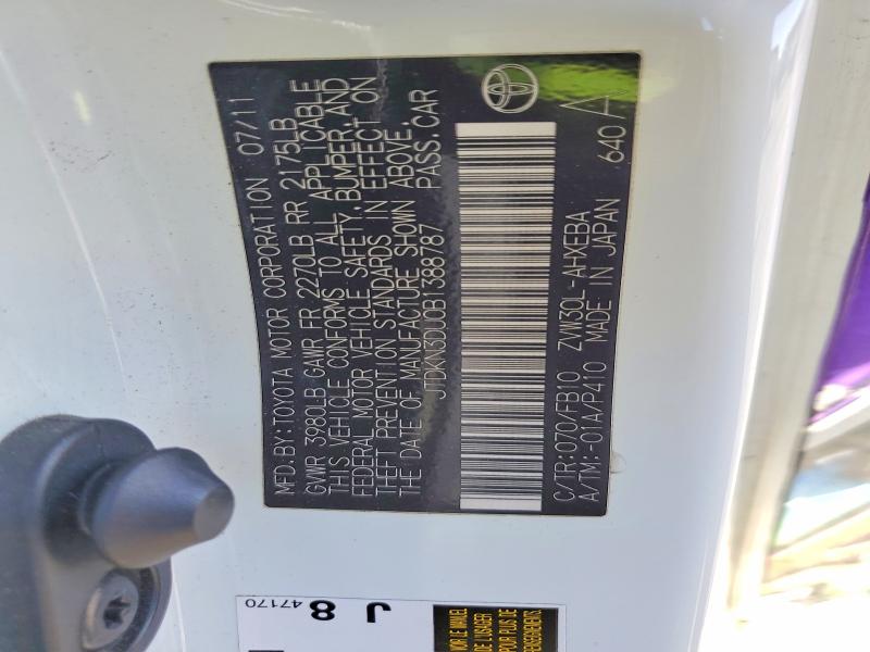 2011 Toyota Prius მანქანა იყიდება აუქციონზე, vin: JTDKN3DU0B1388787, აუქციონის ნომერი: 61422536