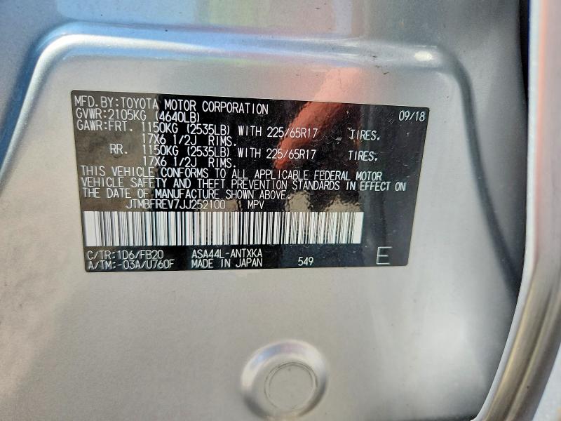 2018 Toyota Rav4 მანქანა იყიდება აუქციონზე, vin: JTMBFREV7JJ252100, აუქციონის ნომერი: 60377446