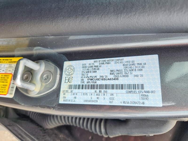Продаж на аукціоні авто 2025 Ford Escape, vin: 1FMCU0E16SUA63498, номер лоту: 60030276