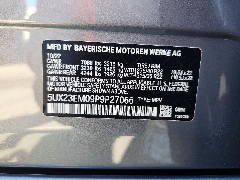 Aukcja sprzedaży 2023 Bmw X7, vin: 5UX23EM09P9P27066, numer aukcji: 61794526