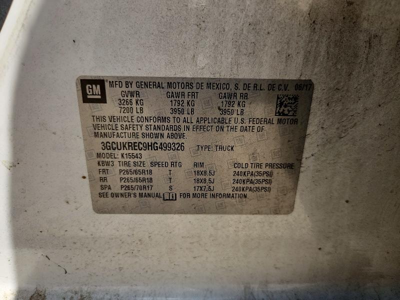 Aukcja sprzedaży 2017 Chev Silv1500 4wd, vin: 3GCUKREC9HG499326, numer aukcji: 61222166