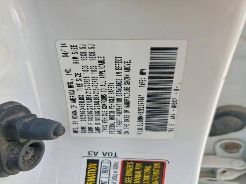 Продаж на аукціоні авто 2014 Honda Cr-v, vin: 5J6RM4H32EL077647, номер лоту: 60225146