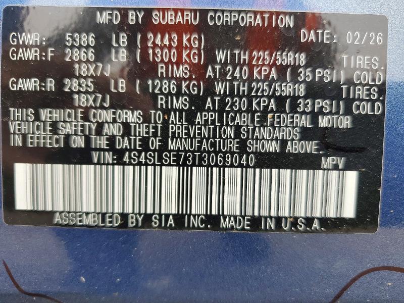 Aukcja sprzedaży 2026 Subaru Forester, vin: 4S4SLSE73T3069040, numer aukcji: 59089426