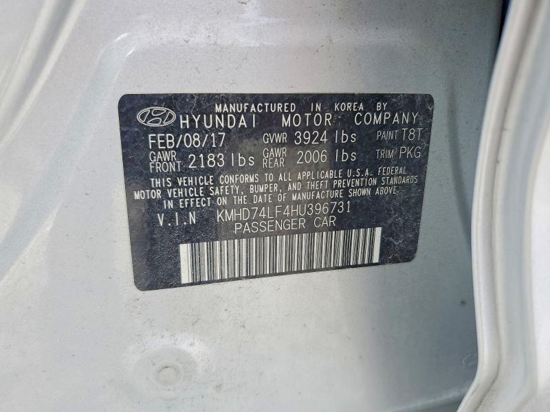 Продаж на аукціоні авто 2017 Hyundai Elantra, vin: KMHD74LF4HU396731, номер лоту: 63000746