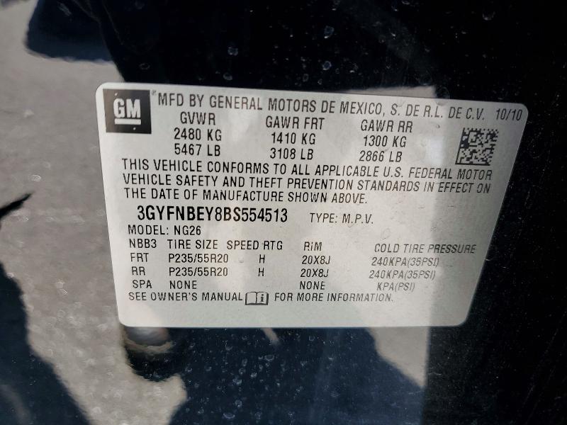 62283146 :رقم المزاد ، 3GYFNBEY8BS554513 vin ، 2011 Cadillac Srx مزاد بيع