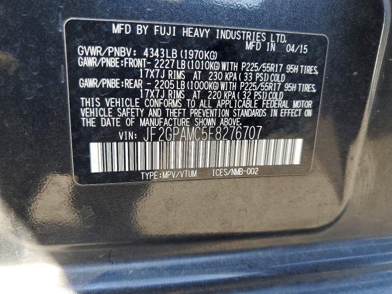 Продажа на аукционе авто 2015 Subaru Xv Crosstrek, vin: JF2GPAMC5F8276707, номер лота: 61433076