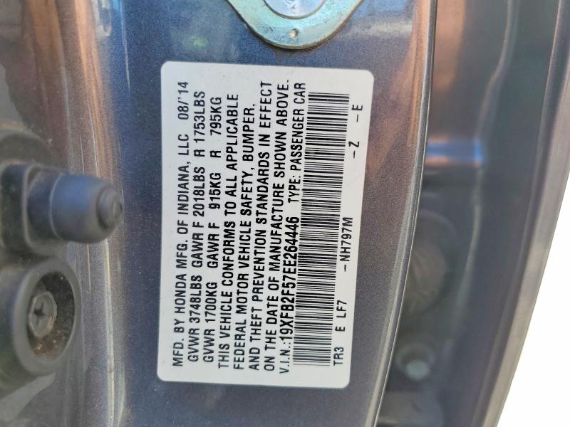 60966096 :رقم المزاد ، 19XFB2F57EE264446 vin ، 2014 Honda Civic مزاد بيع