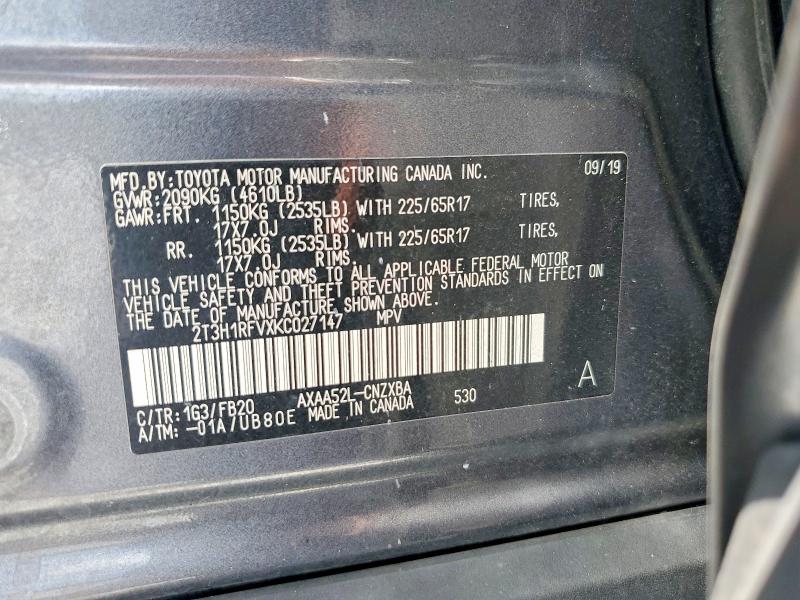 Aukcja sprzedaży 2019 Toyota Rav4, vin: 2T3H1RFVXKC027147, numer aukcji: 62744546