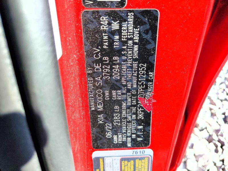 2023 Kia Forte მანქანა იყიდება აუქციონზე, vin: 3KPF24AD7PE512952, აუქციონის ნომერი: 62946476