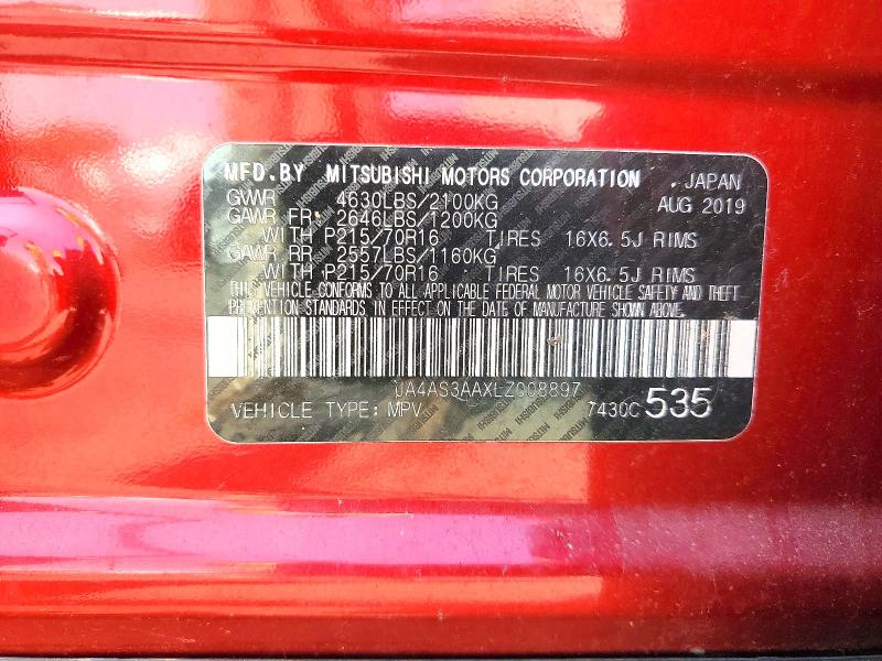 61611366 :رقم المزاد ، JA4AS3AAXLZ008897 vin ، 2020 Mitsubishi Eclipse Cross مزاد بيع