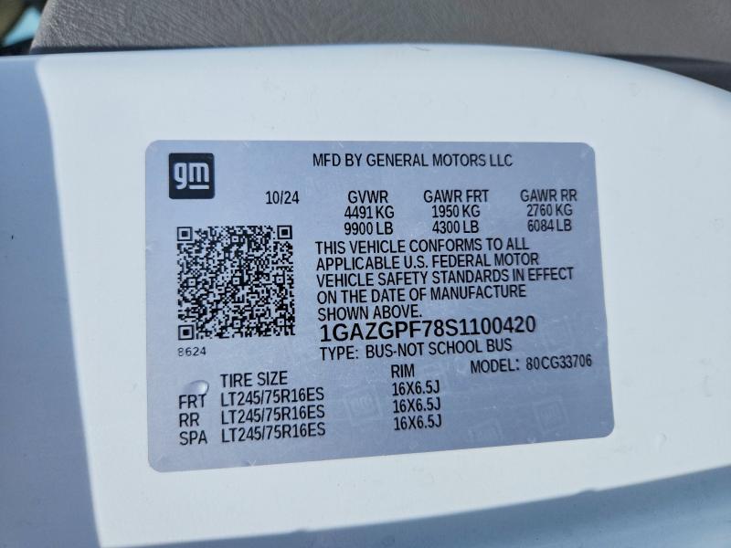 Продаж на аукціоні авто 2025 Chevrolet Express G3500, vin: 1GAZGPF78S1100420, номер лоту: 61945426