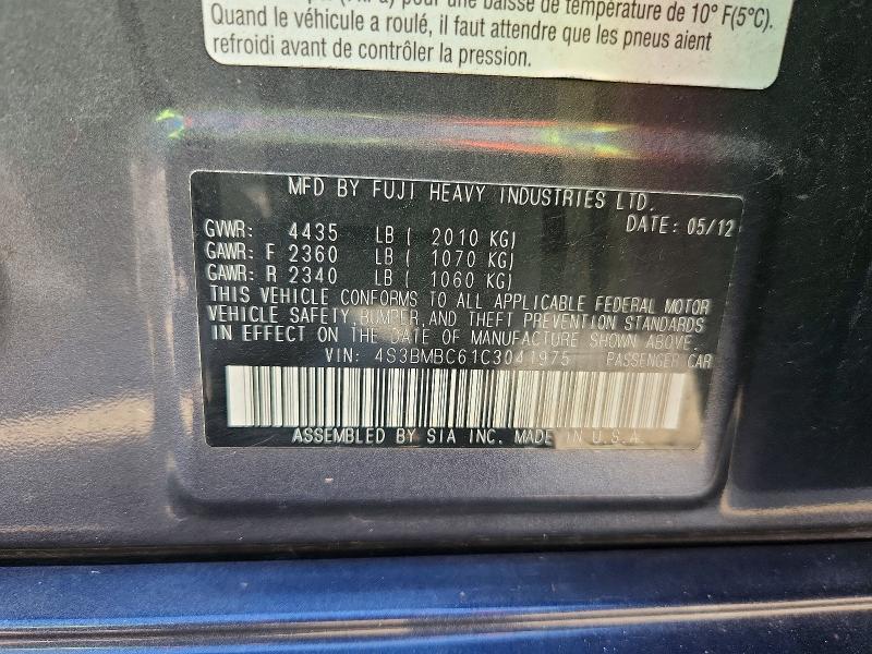 Продаж на аукціоні авто 2012 Subaru Legacy, vin: 4S3BMBC61C3041975, номер лоту: 62316026