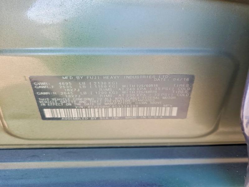 62064566 :رقم المزاد ، 4S4BSBNC8G3339398 vin ، 2016 Subaru Outback مزاد بيع