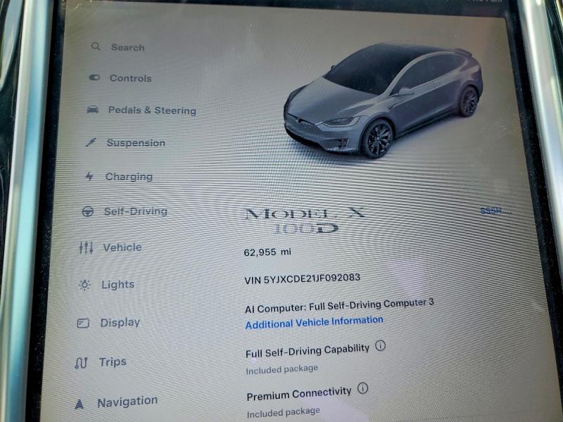 Продаж на аукціоні авто 2018 Tesla Model X, vin: 5YJXCDE21JF092083, номер лоту: 61958276