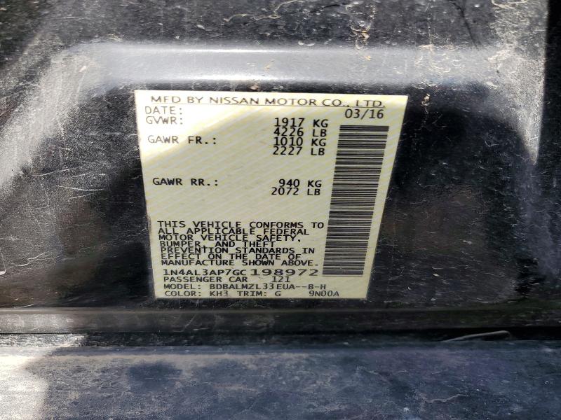 2016 Nissan Altima მანქანა იყიდება აუქციონზე, vin: 1N4AL3AP7GC198972, აუქციონის ნომერი: 63349466