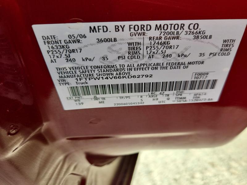 Продаж на аукціоні авто 2006 Ford F150, vin: 1FTPW14V66KD62792, номер лоту: 61782696