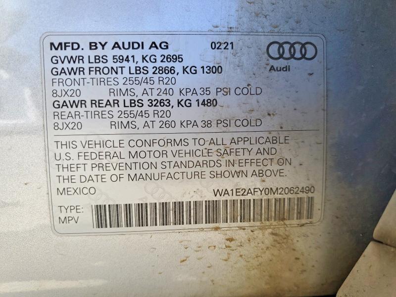 Продажа на аукционе авто 2021 Audi Q5 E, vin: WA1E2AFY0M2062490, номер лота: 62854206