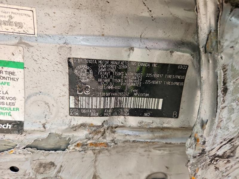 62440636 :رقم المزاد ، 2T3B1RFV4NW265262 vin ، 2022 Toyota Rav4 مزاد بيع