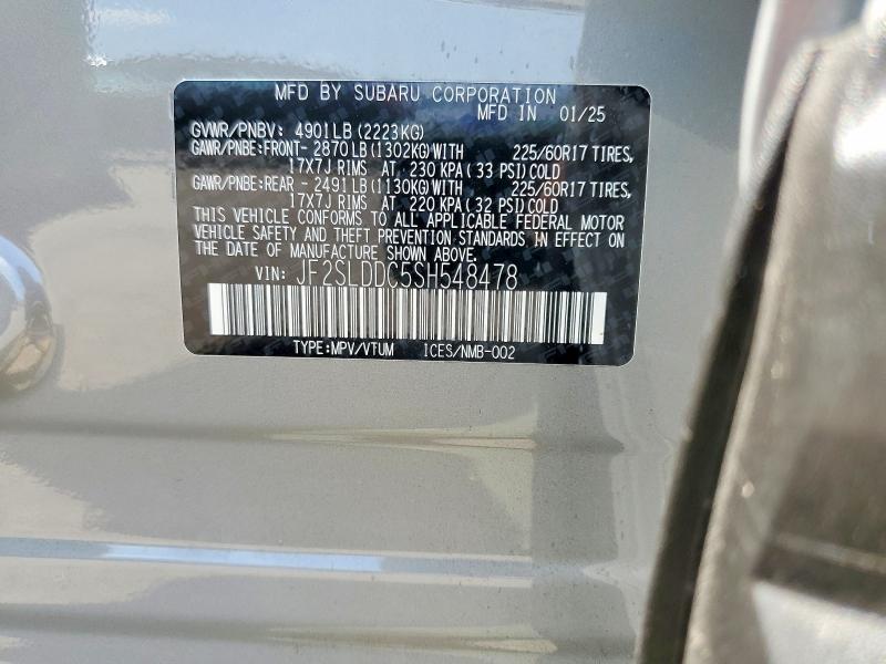 60007566 :رقم المزاد ، JF2SLDDC5SH548478 vin ، 2025 Subaru Forester مزاد بيع