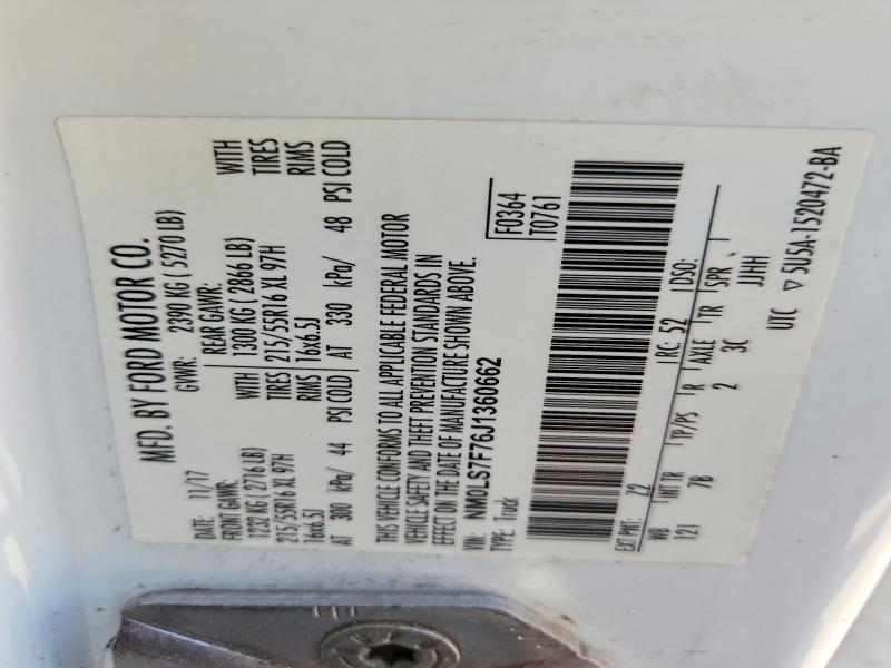 Продажа на аукционе авто 2018 Ford Transit Connect, vin: NM0LS7F76J1360662, номер лота: 61356516