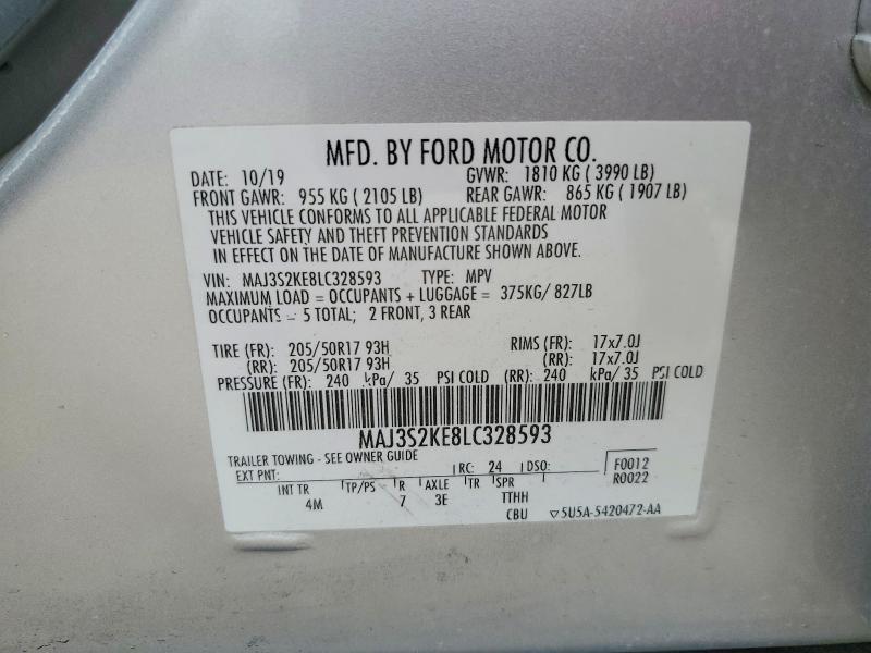 Aukcja sprzedaży 2020 Ford Ecosport, vin: MAJ3S2KE8LC328593, numer aukcji: 59958196