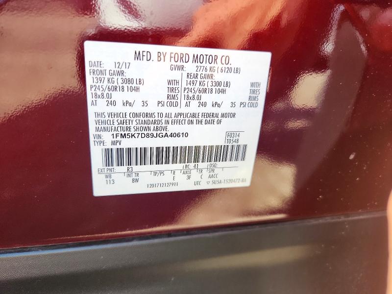 Продажа на аукционе авто 2018 Ford Explorer, vin: 1FM5K7D89JGA40610, номер лота: 85984505